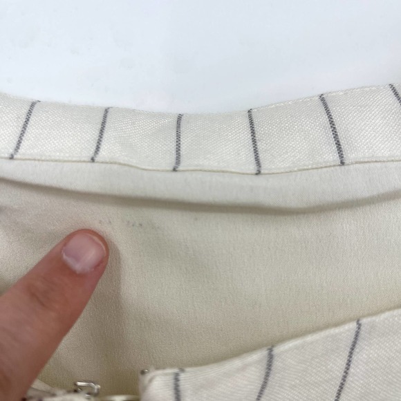 Club Monaco Striped Square Neck Mini Dress Sz 12 Off White Black Linen Blend NEW - Picture 11 of 13